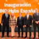 Personas representantes de Inauguración de Hubs España con el alcalde de Madrid Almeida