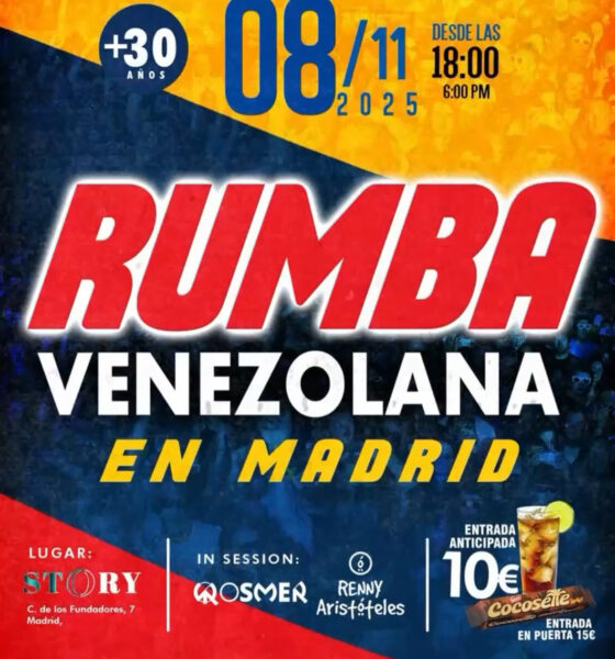 Cartel de información de rumba venezolana en Madrid