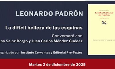 Cartel de presentación del libro La belleza de las esquinas de Leonardo Padrón