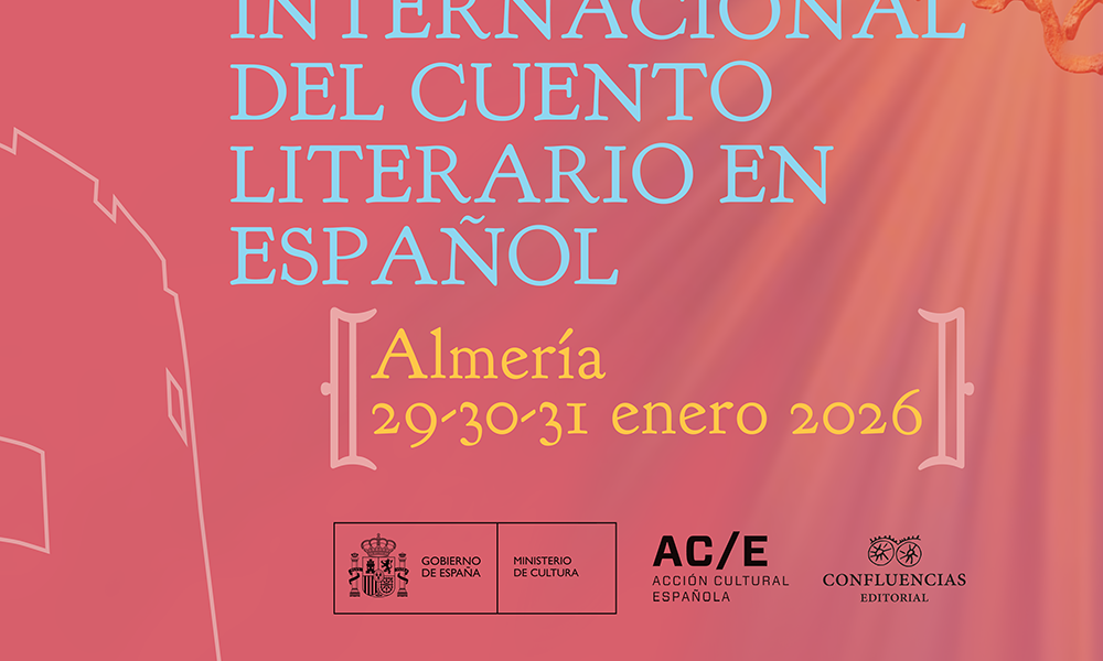 Cartel del evento de cuento en español en Almería