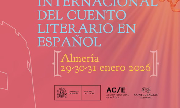 Cartel del evento de cuento en español en Almería